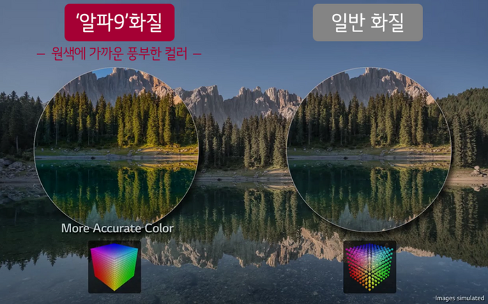 AI 반도체 적용 시 TV 화질 차이 비교(사진=LG전자)